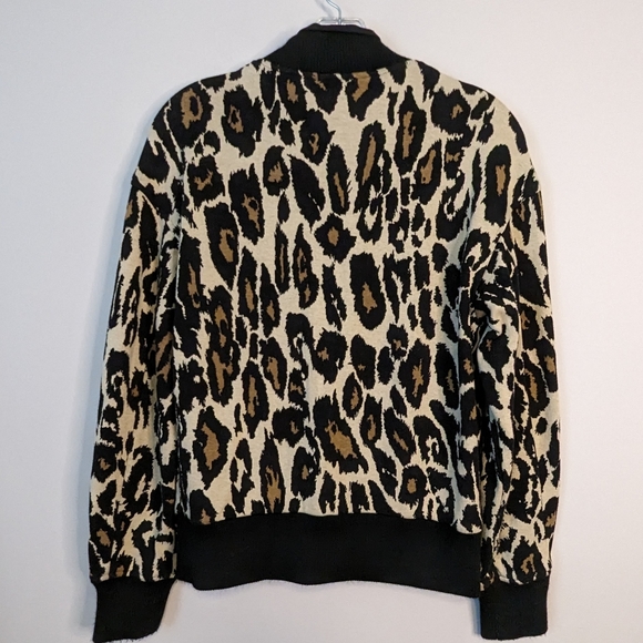 Diane von Furstenberg Full Zip Lon Leopard 100% Cotton Bomber Jacket Size XS EUC - Picture 8 of 11